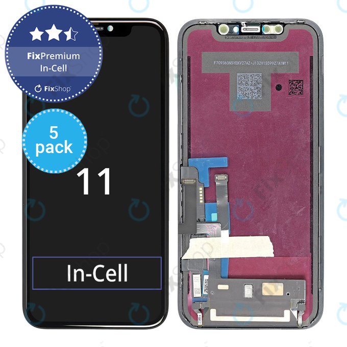 Schermo 5 Pack In-Cell per iPhone 11, Vetro touch con cornice, FixPremium