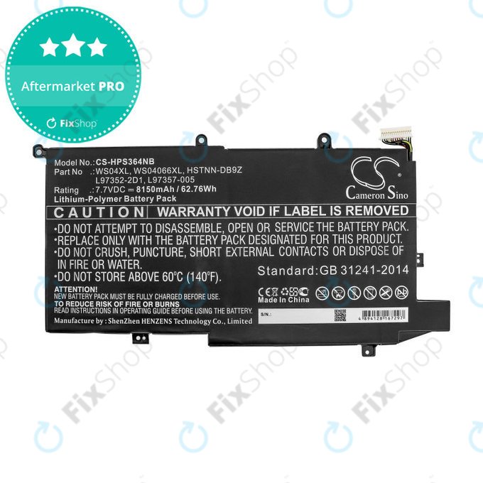 Batteria per HP Spectre X360 14-EA0002NI, X360 14-EA0002NX, WS04XL, Li-Pol, 8150mAh, 7.7V, HQ