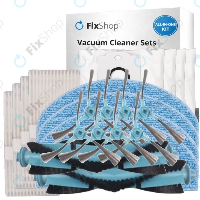 Set di ricambi per Tesla IQ400, IQ400 Plus, Sencor 6485BK (2x spazzola principale, 4x filtro, 8x spazzola laterale, 4x panno mop, 4x sacchetto polvere)