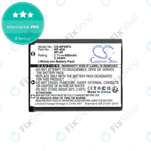 Batteria per Leica, ALBA, Fujifilm, Avision, Praktica, Medion, NP-45, Li-Ion, 660mAh, 3.7V, HQ
