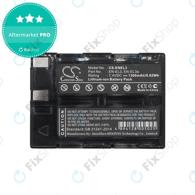 Batteria per Nikon D100, D50, D70, D70s, EN-EL3, Li-Ion, 1300mAh, 7.4V, HQ