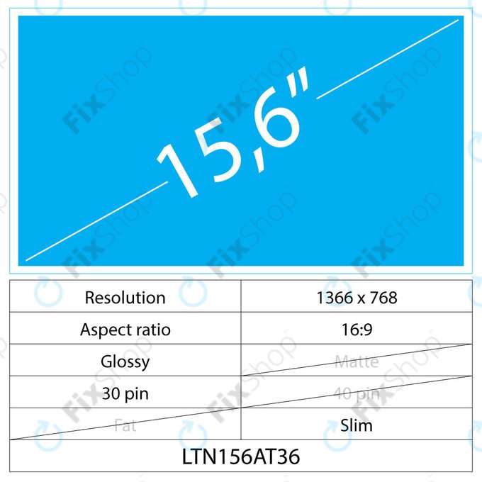 15.6" LCD Slim Glossy 30 pin HD