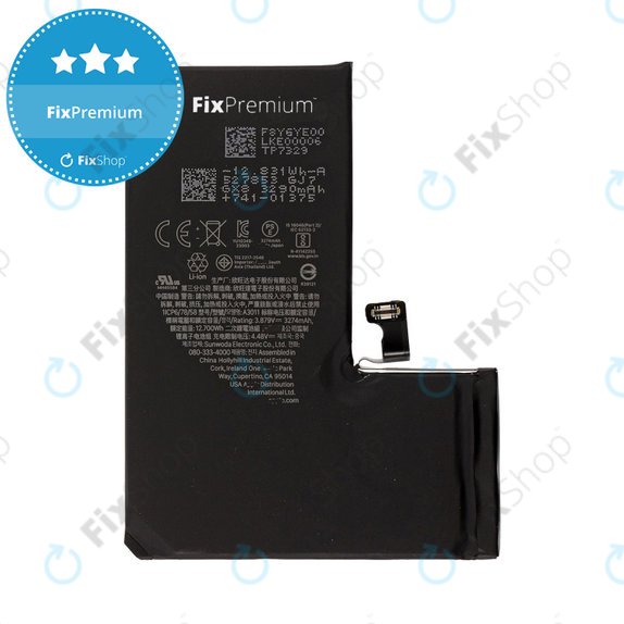 Batteria per iPhone 15 Pro, A3011, 3274mAh, FixPremium