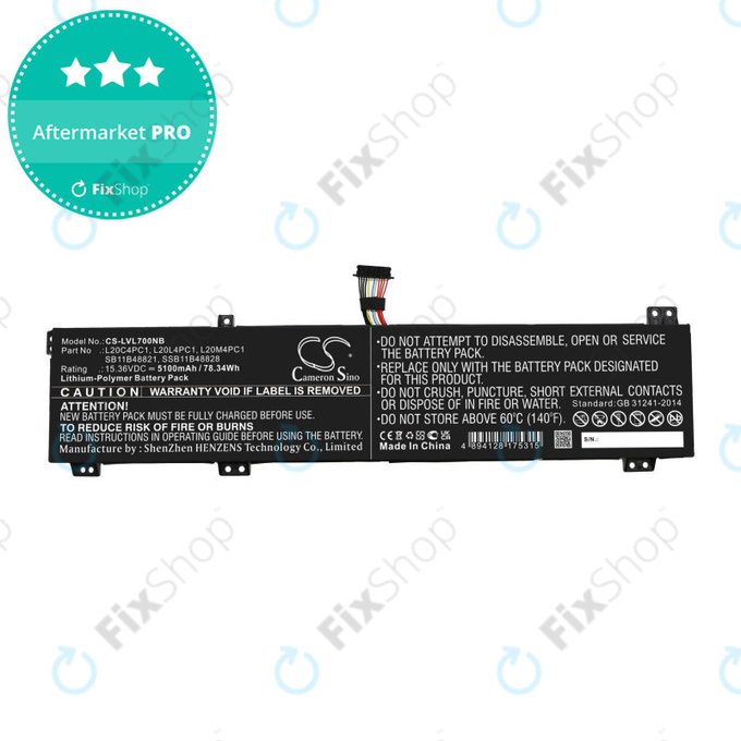 Batteria per Lenovo Legion 5, 5 Pro, 7, 7i, R7000p, L20C4PC1, Li-Pol, 5100mAh, 15.36V, HQ