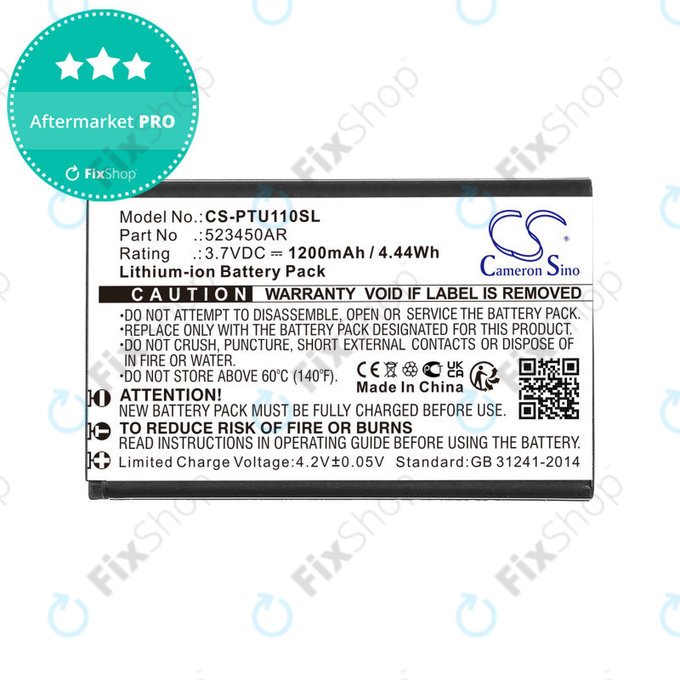 Batteria per Panasonic Kx-Tf200, Kx-Tu110, 523450AR, Li-Ion, 3.7V, 1200mAh, HQ