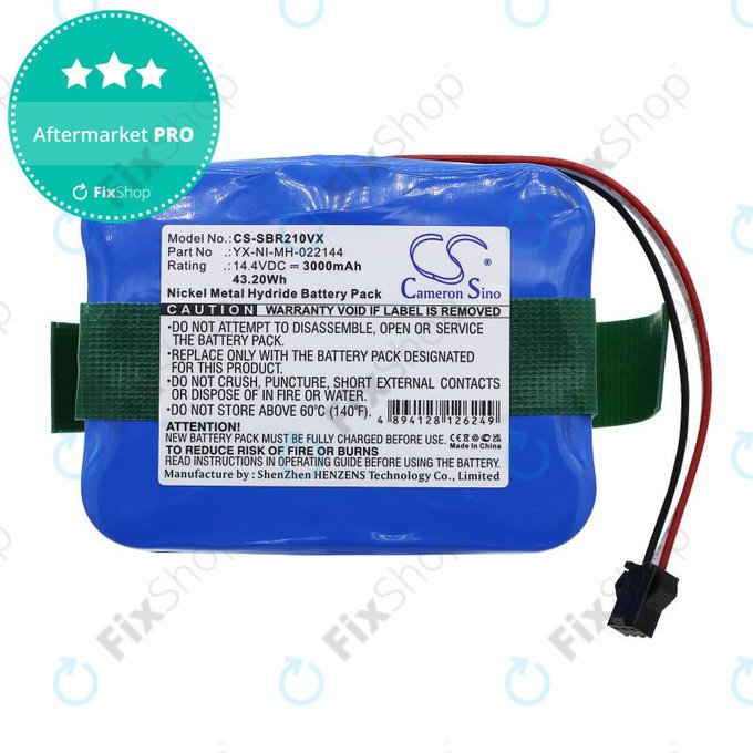 Batteria per Sencor SVC9031BK, Bobsweep Carneo Samba Vileda Wisdom YX-NI-022144-COR, Ni-MH, 3000mAh, 14.4V, HQ