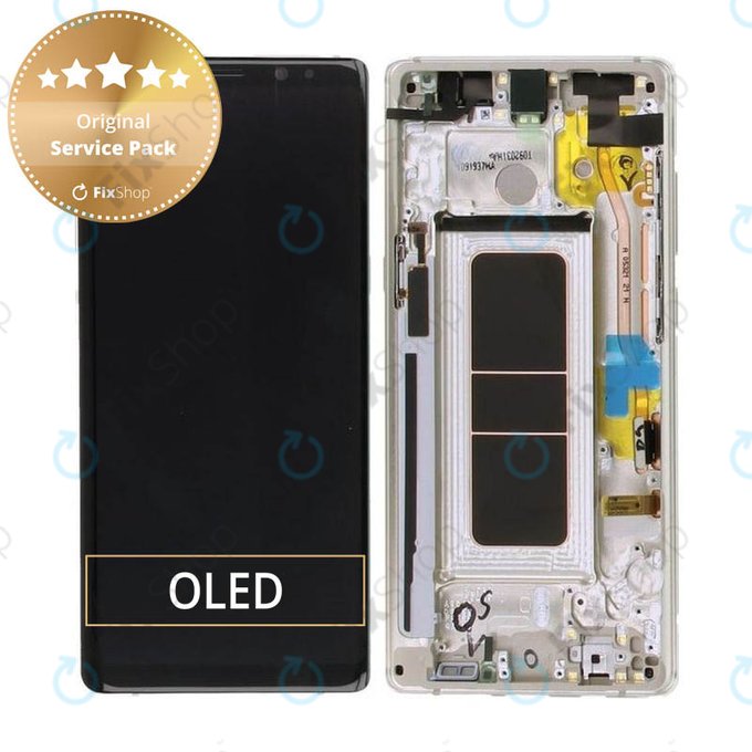 Schermo per Samsung Note 8 N950F, Maple Gold, Vetro touch con cornice, GH97-21065D, GH97-21066D, Genuine Service Pack