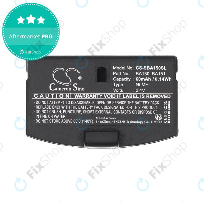 Batteria per Sennheiser, BA150, Ni-MH, 2.4V, 60mAh, HQ