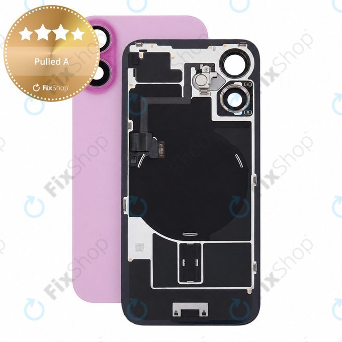 Vetro scocca posteriore per iPhone 16, Pink, Pulled A