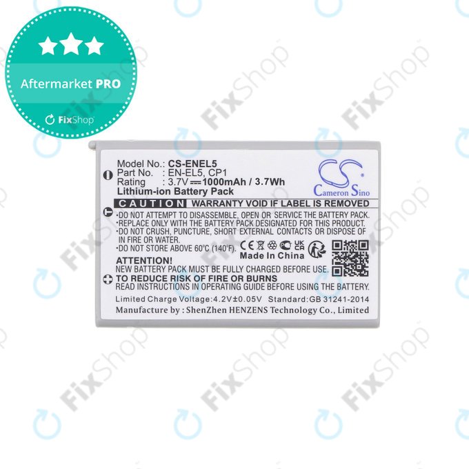 Batteria per Nikon Coolpix, Coolpix AW, Coolpix P, Coolpix S, KlickTel Navigator K5, EN-EL5, Li-Ion, 1000mAh, HQ