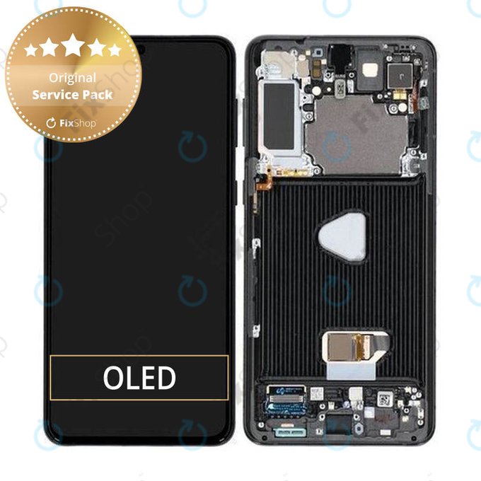 Schermo per Samsung S21 Plus G996B, Phantom Black, Vetro touch con cornice, GH82-24554A, GH82-24553A, GH82-27267A, Genuine Service Pack
