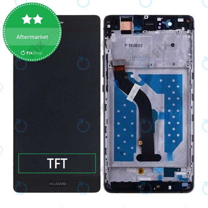 Schermo per Huawei P9 lite, Black, Vetro touch con cornice