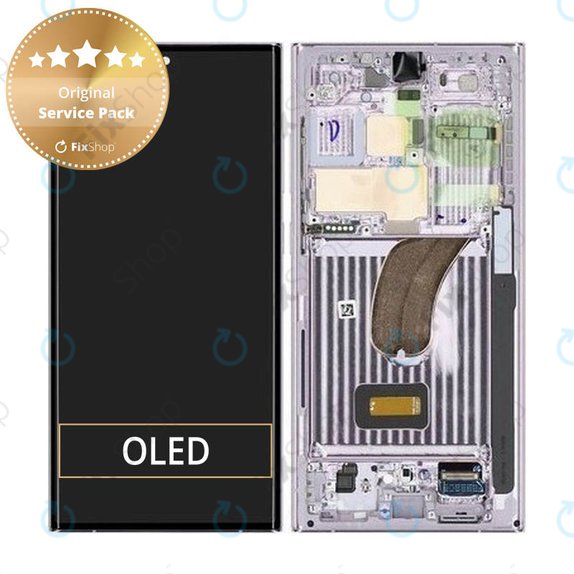 Schermo per Samsung S23 Ultra S918B, Lavender, Vetro touch con cornice, GH82-30466D, GH82-30465D, Genuine Service Pack