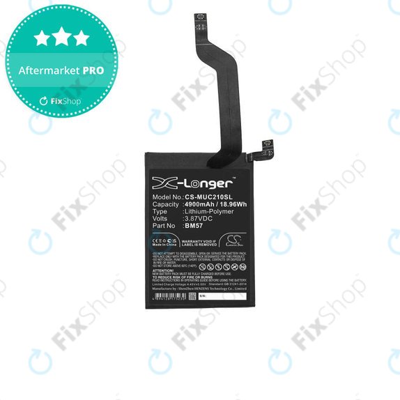 Batteria per Xiaomi Redmi Note 10 Pro M2101K6G M2101K6R, BM57, 4900mAh, HQ