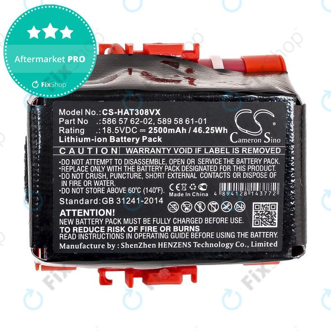 Batteria per Gardena R40, R50, R70, R80, Husqvarna Automower 305, 586 57 62-02, Li-Ion, 2500mAh, 18.5V, HQ