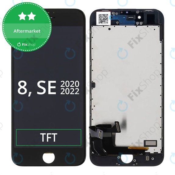 Schermo per iPhone 8, SE (2020), SE (2022), Black, Vetro touch con cornice