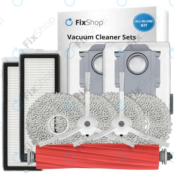 Set di ricambi per Roborock Qrevo MaxV, Pro, S (1x spazzola principale, 2x filtro, 2x spazzola laterale, 4x panno mop, 2x sacchetto polvere)