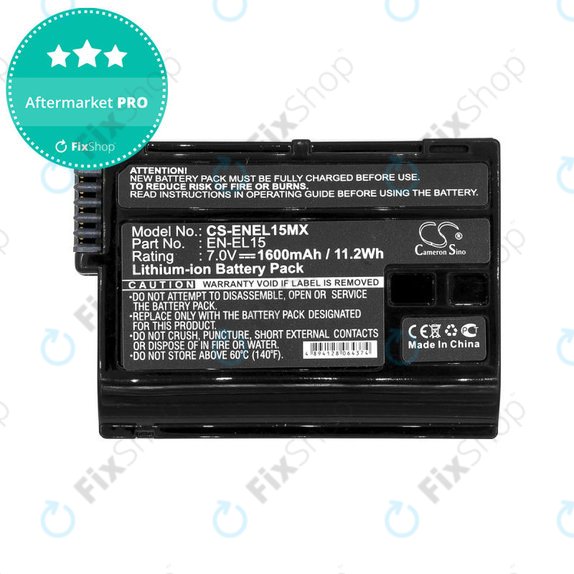 Batteria per Nikon Coolpix D7000, EN-EL15, Li-Ion, 1600mAh, 7V, HQ