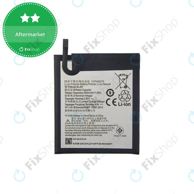 Batteria per Lenovo K6 K33a48, BL267, 3000mAh