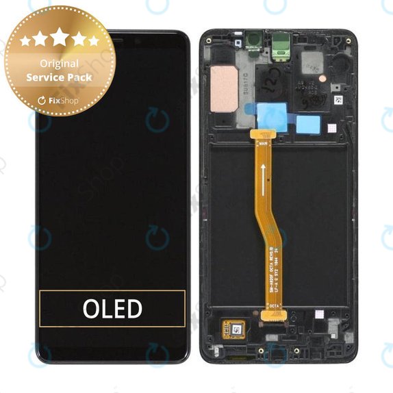 Schermo per Samsung A9 A920F (2018), Caviar Black, Vetro touch con cornice, GH82-18308A, GH82-18322A, Genuine Service Pack