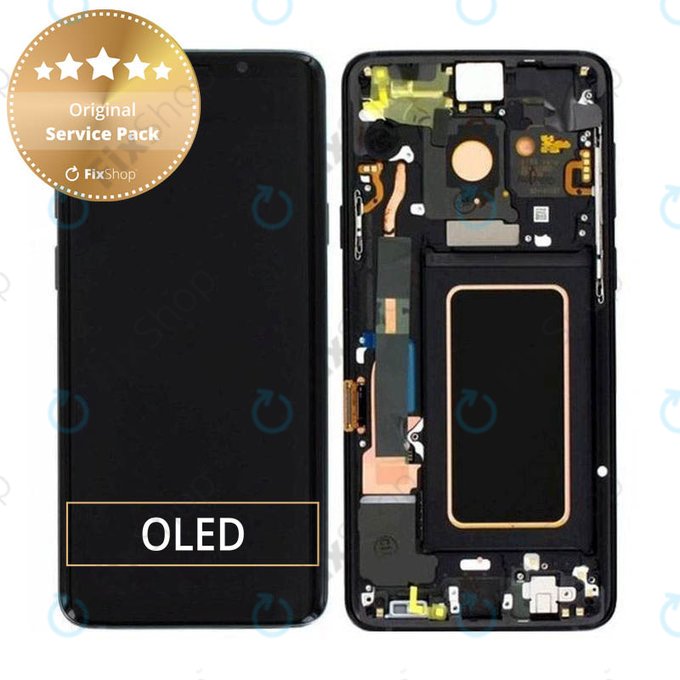 Schermo per Samsung S9 Plus G965F, G965FD, Midnight Black, Vetro touch con cornice, GH97-21691A, GH97-21722A, GH97-21692A, Genuine Service Pack