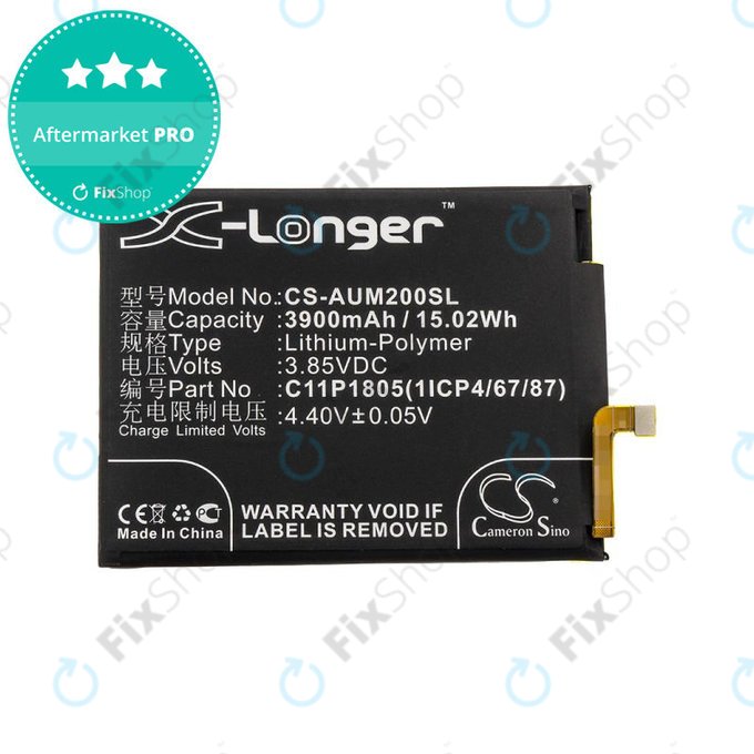 Batteria per Asus Zenfone Max M2, C11P1805, 1ICP4/67/87, Li-Pol, 3.85V, 3900mAh, HQ