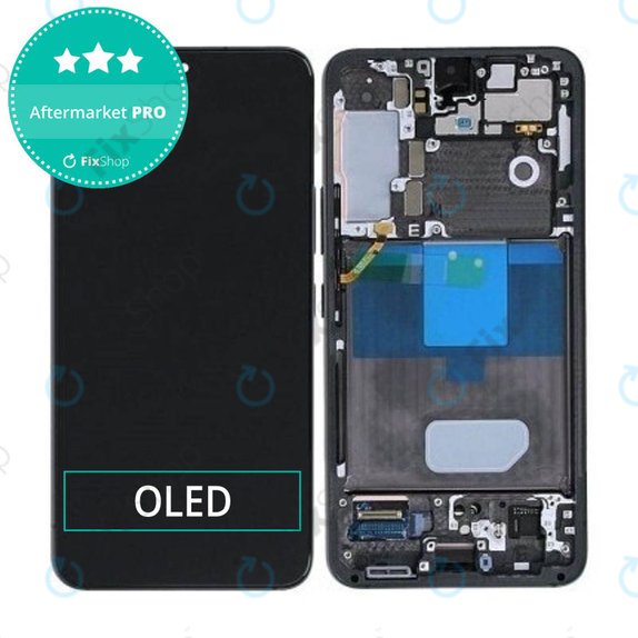 Schermo per Samsung Galaxy S22 S901B, Vetro touch con cornice, Phantom Black