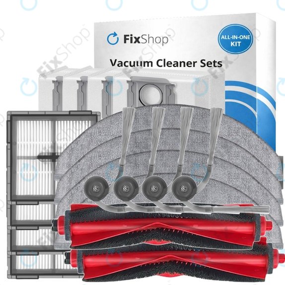 Set di ricambi per Xiaomi Roborock Q10 VF, Q10 VF+, S8 Pro, S8 Pro Plus (2x spazzola principale, 4x filtro, 4x spazzola laterale, 4x panno mop, 4x sacchetto polvere)
