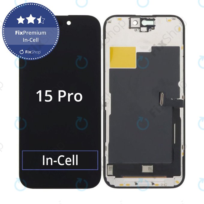 Schermo In-Cell FHD per iPhone 15 Pro, Vetro touch con cornice, FixPremium