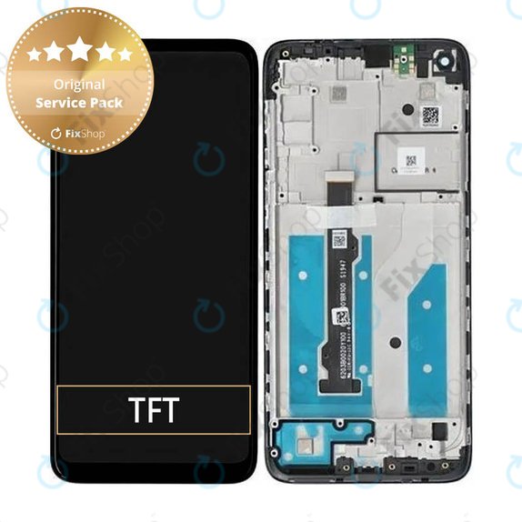 Schermo per Motorola Moto G8 XT2045, Black, Vetro touch con cornice, 5D68C16383, Genuine Service Pack