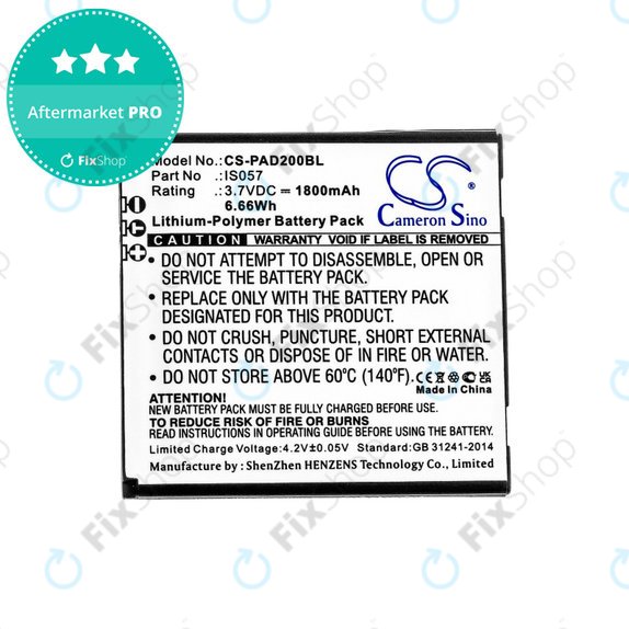 Batteria per Pax myPOS D200, D200T, IS275, D200, IS057, Li-Pol, 1800mAh, 3.7V, HQ