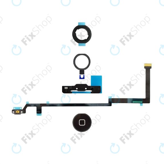 Tasto Home, Cavo flex, staffa, anello in plastica e guarnizione per Apple iPad Air, Black