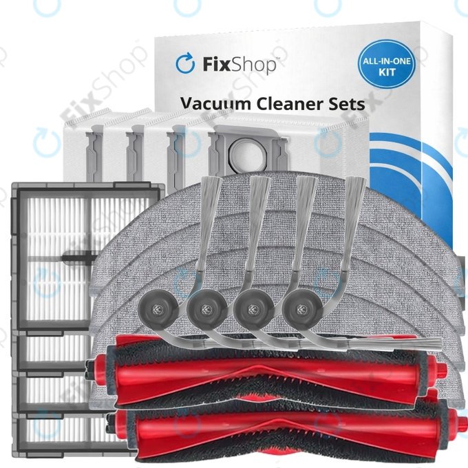 Set di ricambi per Xiaomi Roborock Q10 VF, Q10 VF+, S8 Pro, S8 Pro Plus (2x spazzola principale, 4x filtro, 4x spazzola laterale, 4x panno mop, 4x sacchetto polvere)