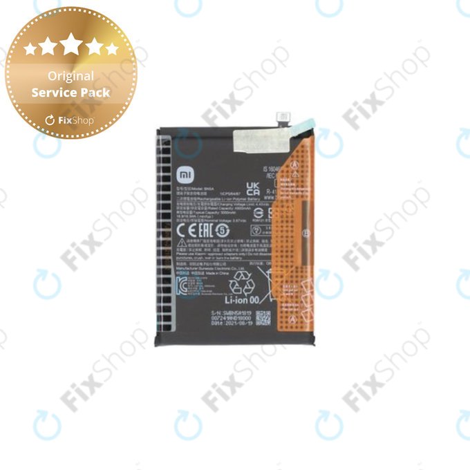 Batteria per Xiaomi Poco M3 Pro, Redmi 10, Redmi Note 10 5G, BN5A, 460200006L5Z, 5000mAh, Genuine Service Pack