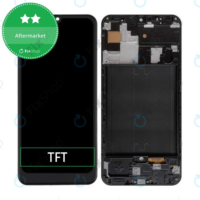 Schermo per Samsung A50 A505F, Black, Vetro touch con cornice
