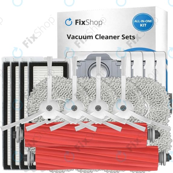 Set di ricambi per Roborock Qrevo MaxV, Pro, S (2x spazzola principale, 4x filtro, 4x spazzola laterale, 8x panno mop, 4x sacchetto polvere)