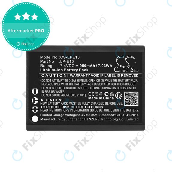 Batteria per Canon EOS 1100D, EOS 1300D, LP-E10, Li-Ion, 950mAh, 7.4V, HQ