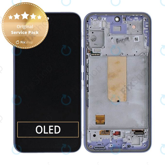 Schermo per Samsung A54 5G A546B, Light Violet, Vetro touch con cornice, GH82-31231D, GH82-31232D, Genuine Service Pack