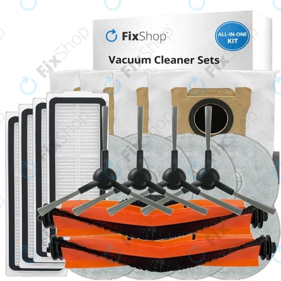 Set di ricambi per Xiaomi Robot Vacuum X20 Max, X20 Pro (2x spazzola principale, 4x filtro, 4x spazzola laterale, 8x panno mop, 4x sacchetto polvere)
