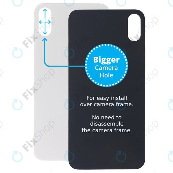 Vetro scocca posteriore con fGold fotocamera più grande per iPhone XS Max, Silver