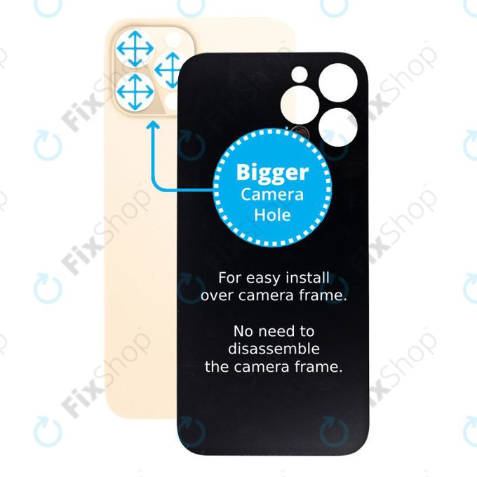 Vetro scocca posteriore con fGold fotocamera più grande per iPhone 12 Pro, Gold