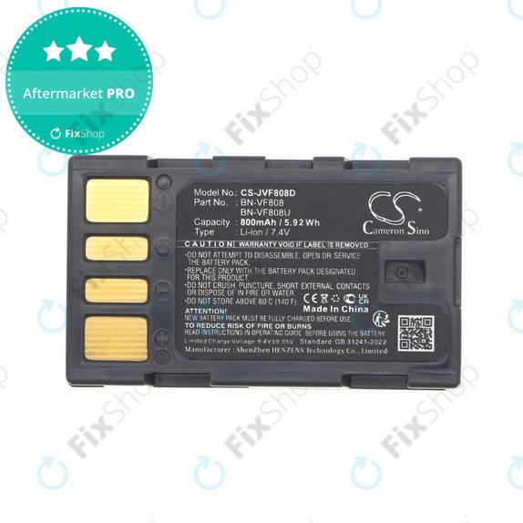Batteria per JVC Gr-D850ek, BN-VF808, Li-Ion, 800mAh, 7.4V, HQ
