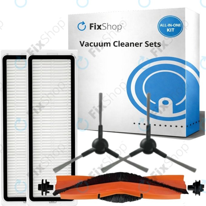 Set di ricambio per Xiaomi Mi Robot Vacuum S20+, S10+, X20+, X10+ (1x spazzola principale, 2x filtro, 2x spazzola laterale - Black)