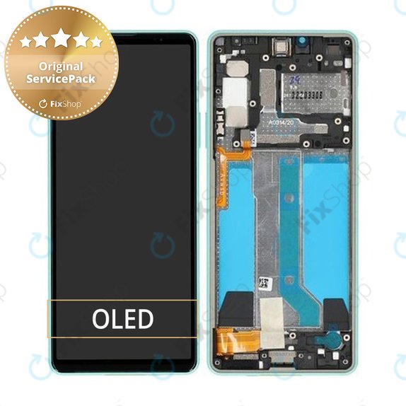Schermo per Sony Xperia 10 IV XQCC54, Mint, Vetro touch con cornice, A5047175A, Genuine Service Pack