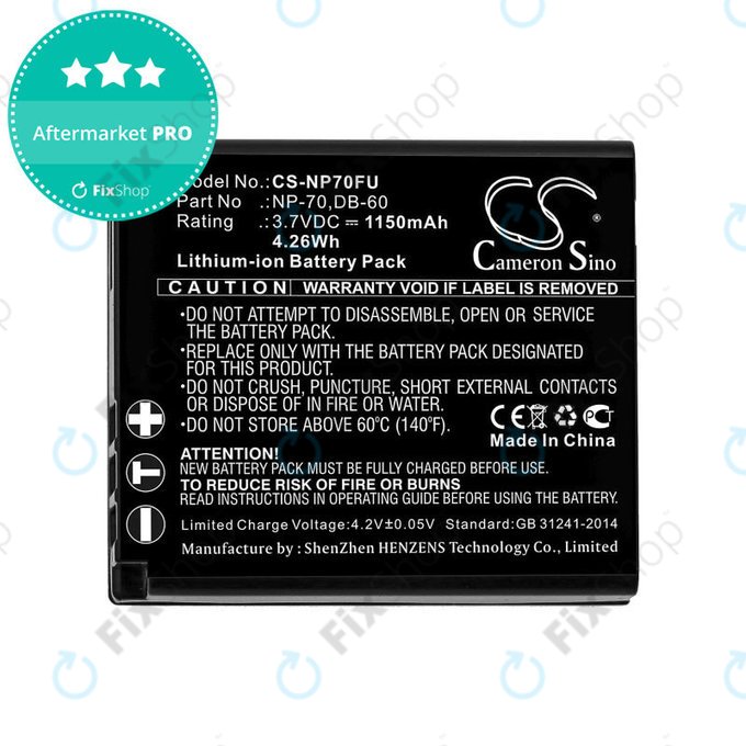Batteria per Panasonic Lumix DMC-FX01, CGA-S005, Li-Ion, 1150mAh, 3.7V, HQ