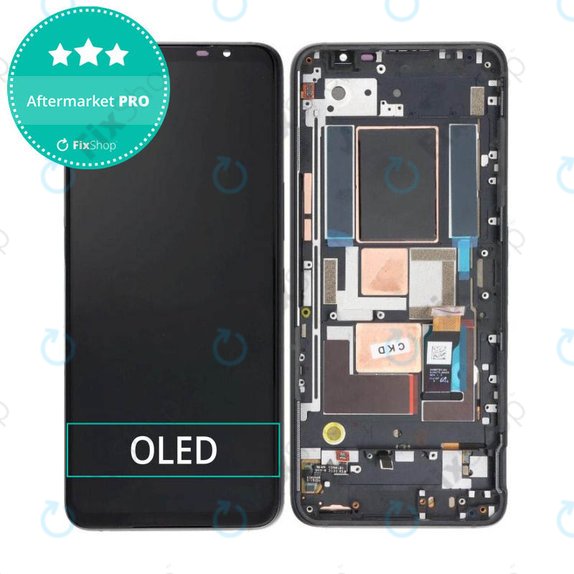 Schermo OLED per Asus ROG Phone 5s ZS676KS, 5s Pro ZS676KS-1A, Phantom Black, Vetro touch con cornice