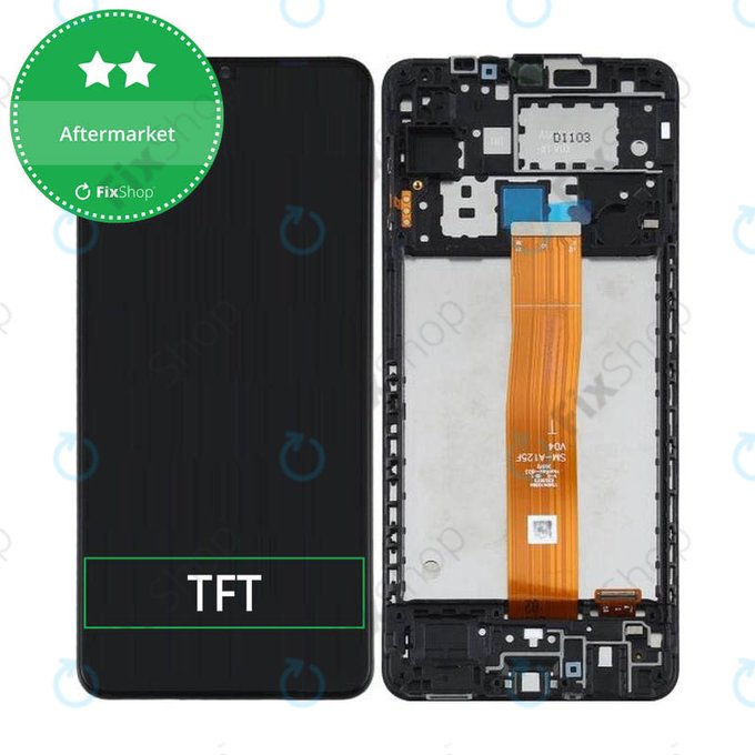 Schermo per Samsung A12 A125F, Black, Vetro touch con cornice