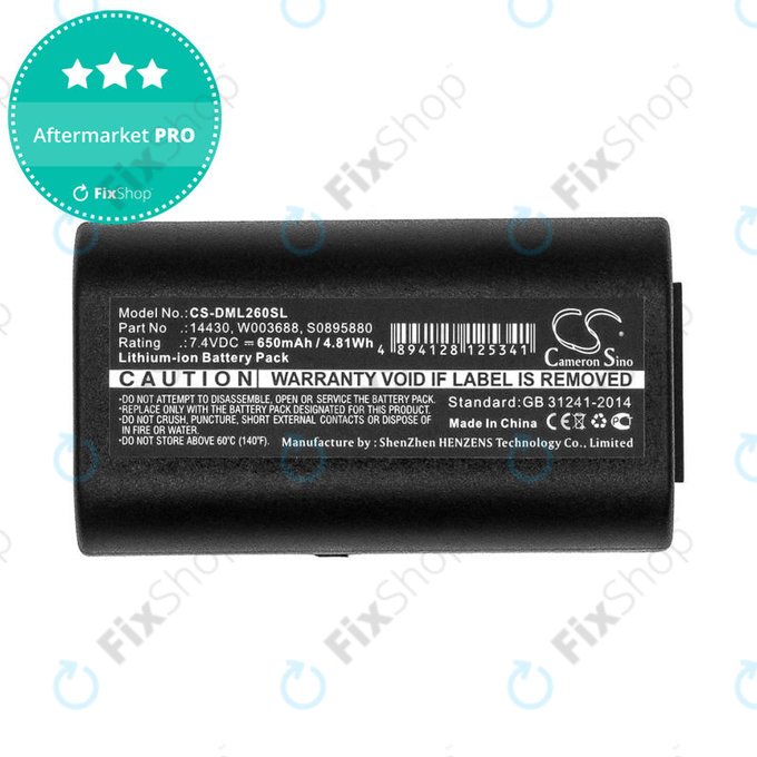 Batteria per Dymo 260, 280, 650, 14430, Li-Ion, 650mAh, 7.4V, HQ