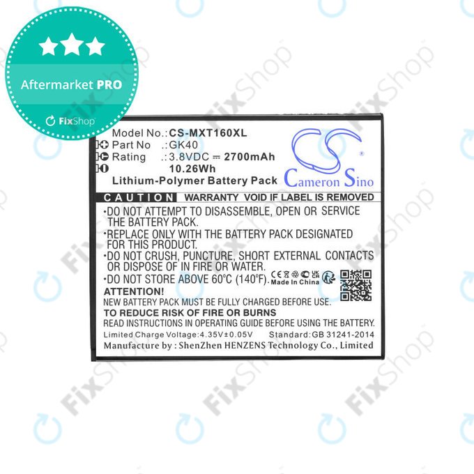 Batteria per Motorola Moto E4 XT1761, 2700mAh, Li-Pol, 3.8 V, GK40, HQ