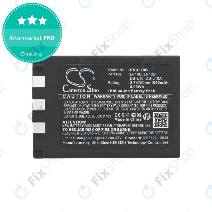 Batteria per Olympus C-765 Zoom, Camedia X-3, Li-10B, Li-Ion, 1090mAh, 3.7V, HQ